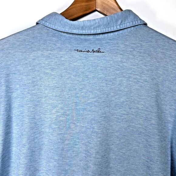 Travis Mathew Polo Shirt Men XL Blue Heather Pima Cotton Performance Golf Casual - Picture 5 of 10